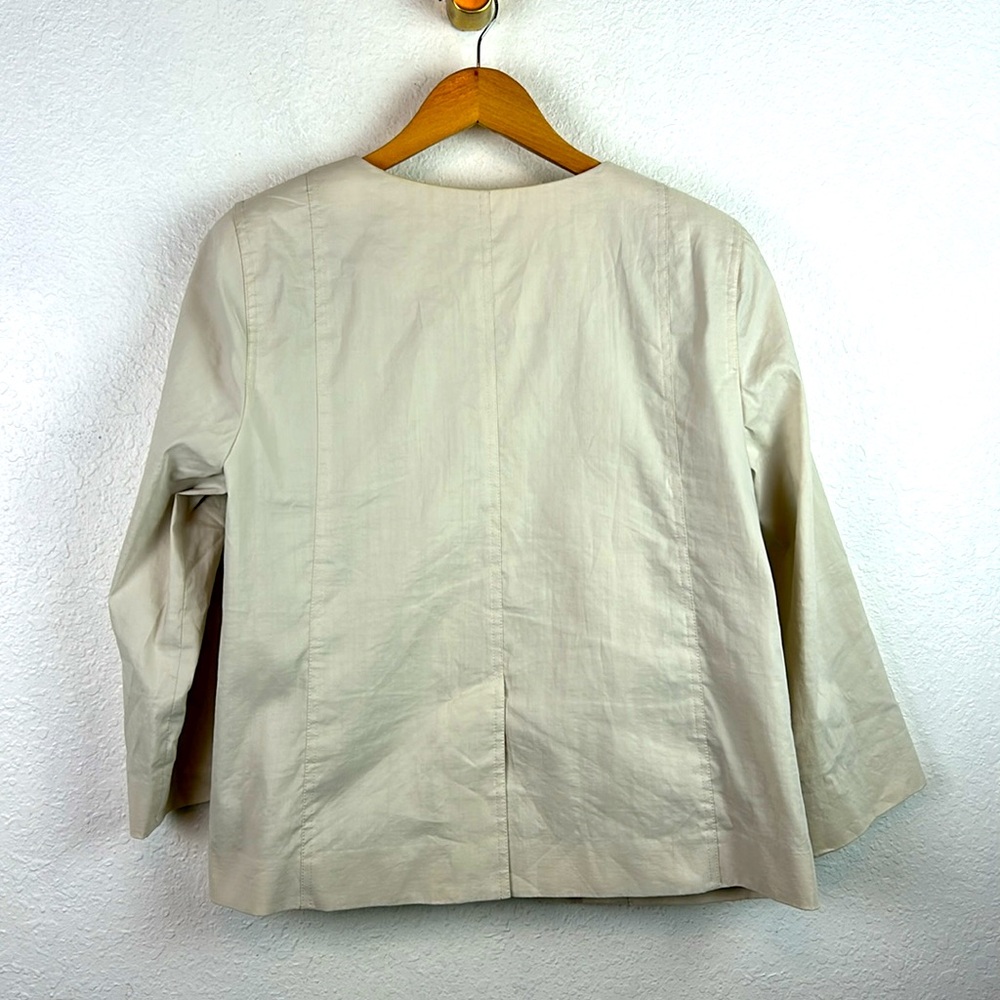 Eileen Fisher Polished Ramie A-Line Jacket Zipper Women light tan cream - Picture 4 of 8